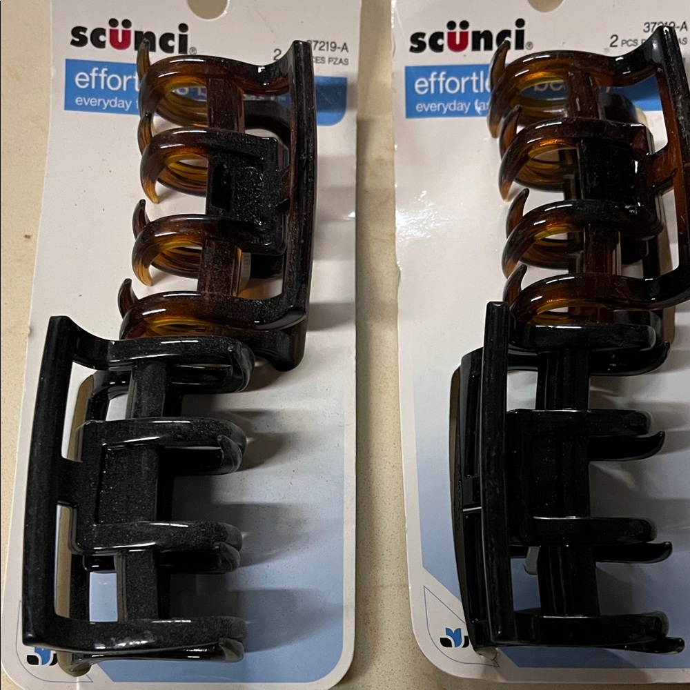 Scunci Effortless Hair Claw Clips - Black and Brown